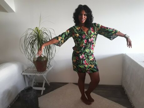 Robe Soraya verte fleurie